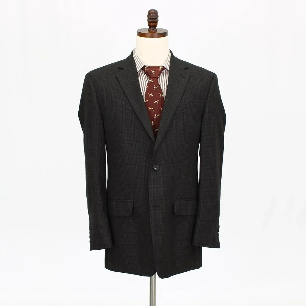 Andrew Fezza 40L Brown Check 2-Button Sport Coat Blazer Jacket B954